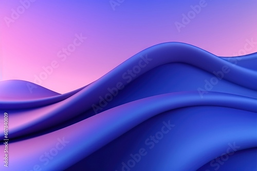 Generative AI illustration of colorful abstract background with pink and blue multicolored wavy surfaces