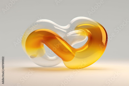 Generative AI illustration of abstract futuristic multicolored shiny glass 3d shape photo
