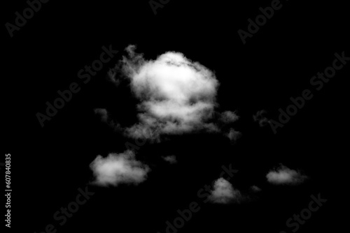 fluffy clouds isolated on black background