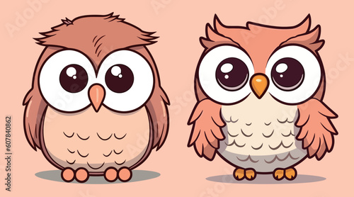Cute owl combination vector footage