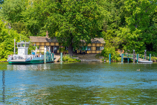 Ferry terminal and entrance building of the peacock island in the south-west of Berlin. The island is a bird sanctuary and Unesco World Heritage Site