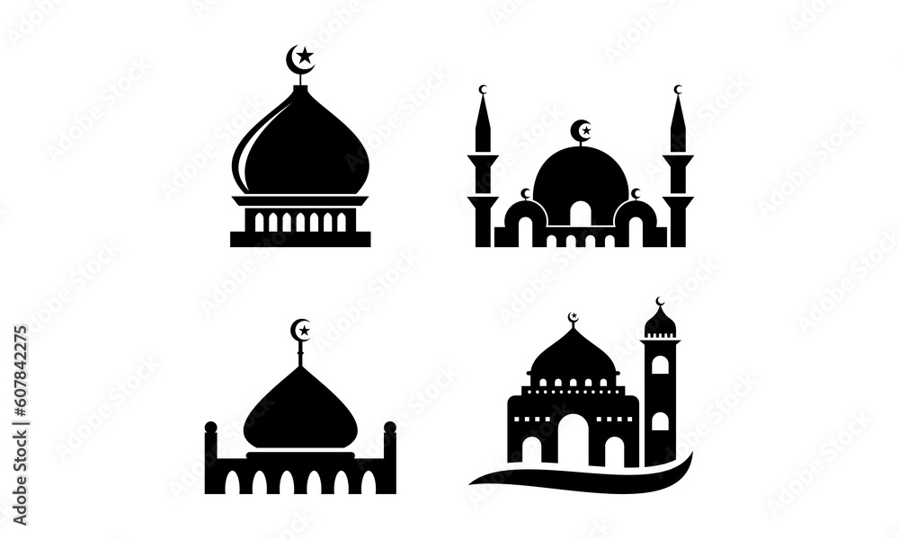 set icon islamic mosque vector logo