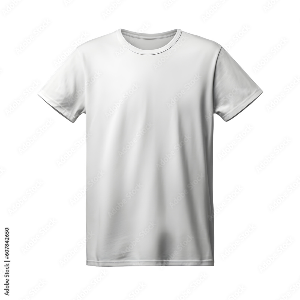 Men's white blank T-shirt template, natural shape on invisible mannequin, for your design mockup for print, isolated on white background. Men's white blank T-shirt template, natural shape on invisible mannequin, for your design mockup for print, isolated on white background.