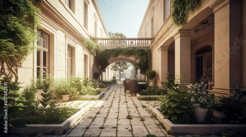 3D render roman style, Home and Garden Embracing the Timeless Elegance and Tranquility, Creating a Harmonious Fusion of Indoor and Outdoor Spaces © Nuchjara