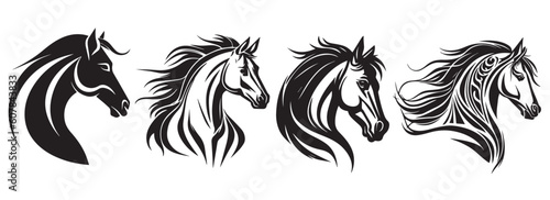 Horse heads vector silhouette illustration