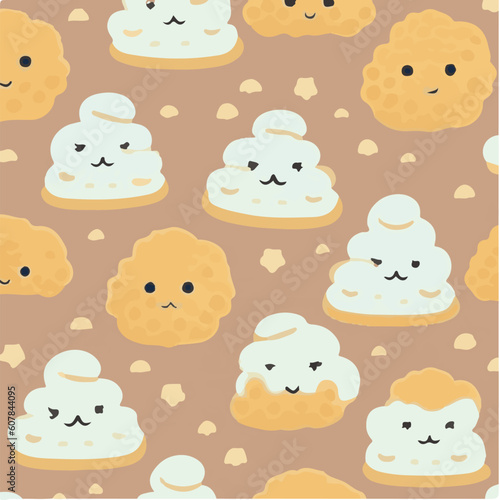 cute simple cream puff pattern, cartoon, minimal, decorate blankets, carpets, for kids, theme print design
