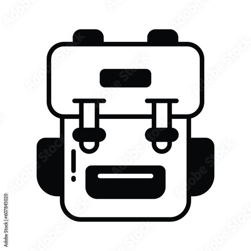 An icon of traveling backpack, cute rucksack vector in modern style