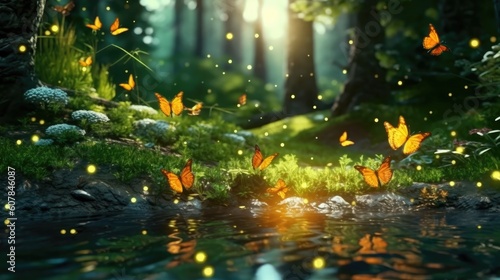 butterfly on the flower, butterflies  in the night,  butterflies in the forest