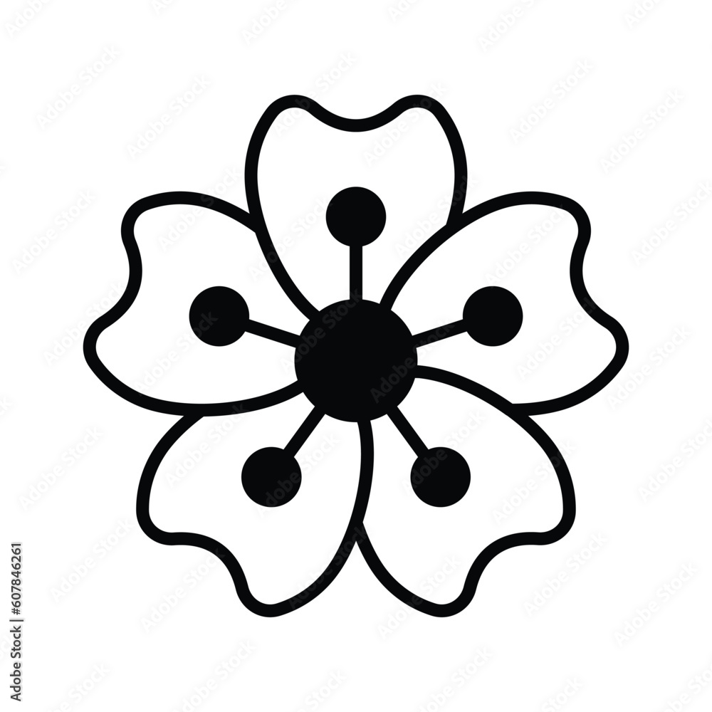 Beautiful flower of cherry blossom in modern style, well designed icon of flower Beautiful flower of cherry blossom in modern style, well designed icon of flower