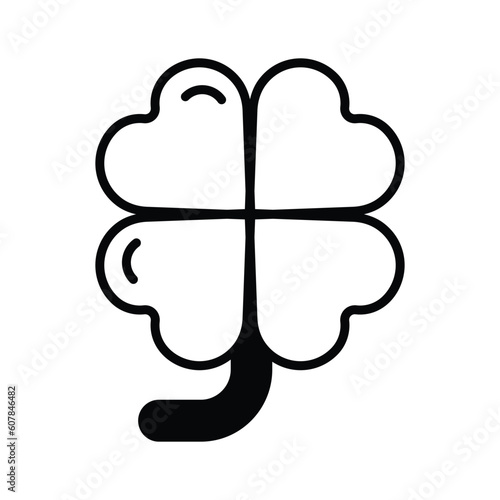 A four petals flower, sign of luck, clover flat icon, premium vector design of game character