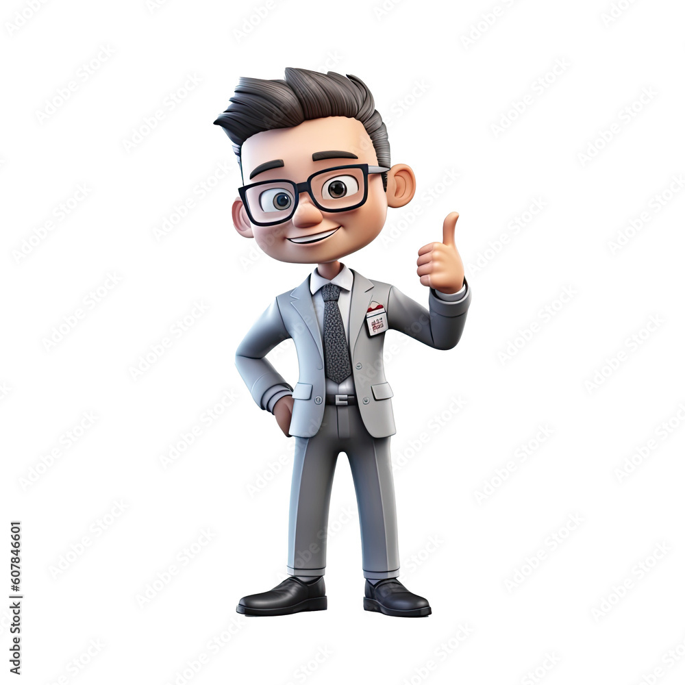 3D Cartoon businessman on transparent background. Generative AI 3D Cartoon businessman on transparent background. Generative AI