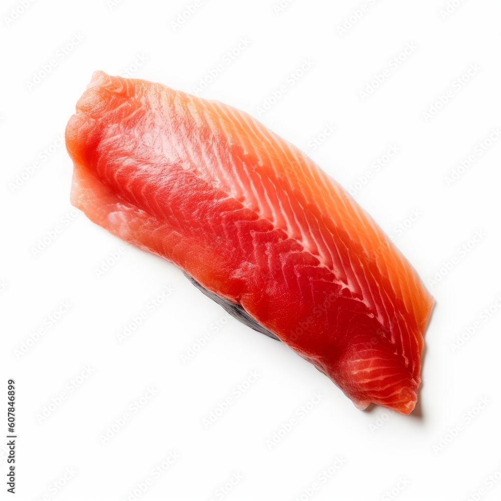 Fresh uncoocked red fish fillet on white background, Generative ai