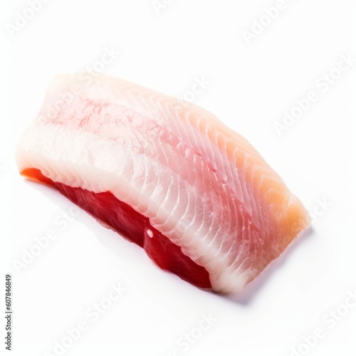 Fresh uncoocked red fish fillet on white background, Generative ai