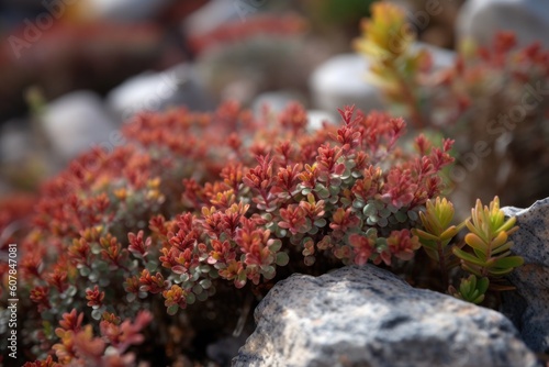 close-up of drought-tolerant native plant, with its unique texture and color, created with generative ai