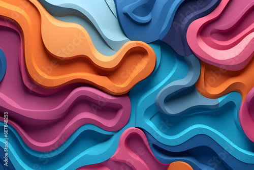 shape abstract wallpaper . Paper cut shapes. Multicolored carving art ai generated art Generative AI