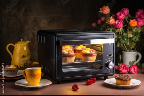 energy-efficient electric oven, baking delicious cake for special occasion, created with generative ai