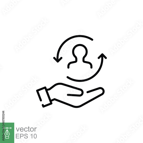Customer care icon. Simple outline style. Customer retention patient assistance, help, client, service support concept. Thin line symbol. Vector illustration isolated on white background. EPS 10.