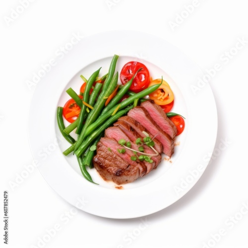 Fresh grilled red beef meat fillet with vegetables, Generative ai