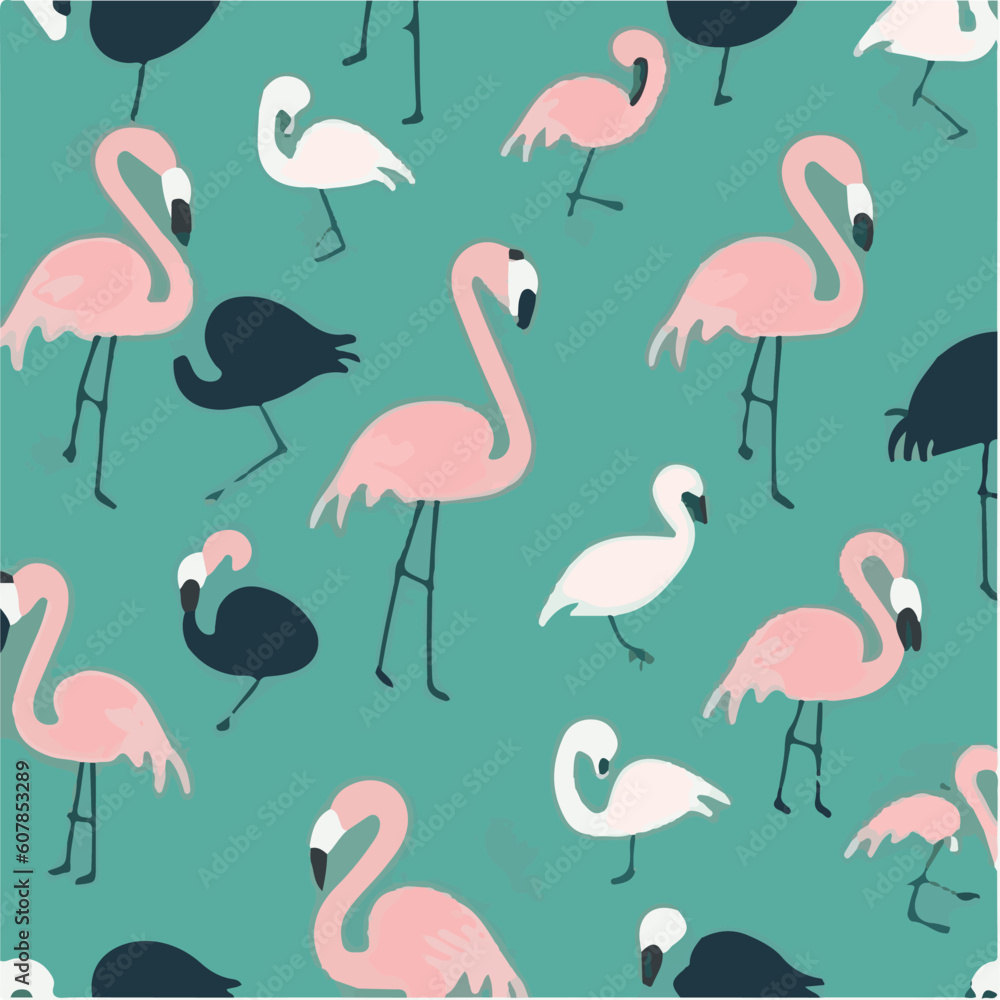 Fototapeta premium cute simple flamingo pattern, cartoon, minimal, decorate blankets, carpets, for kids, theme print design 