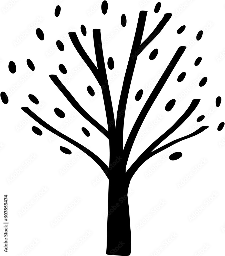 Obraz premium doodle tree freehand drawing.