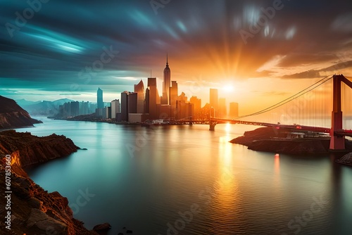 city skyline at sunset © Faisu