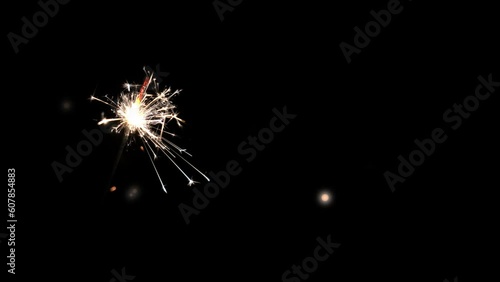 Wallpaper Mural burning sparkler with bokeh lights isolated at the edge of black background, texture template overlay for holiday celebrations and events Torontodigital.ca
