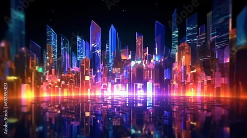 illustration. a virtual city of the future. a symbol of technology development 