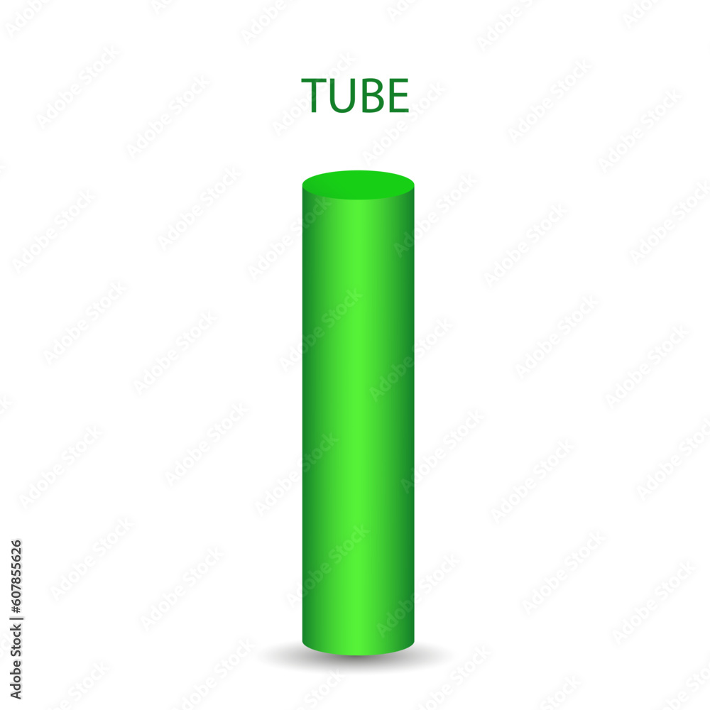 Vector tube with gradients and shadow for game, icon, package design, logo, mobile, ui, web, education. 3D elongated cylinder on a white background. Geometric figures for your design. Vector tube with gradients and shadow for game, icon, package design, logo, mobile, ui, web, education. 3D elongated cylinder on a white background. Geometric figures for your design.