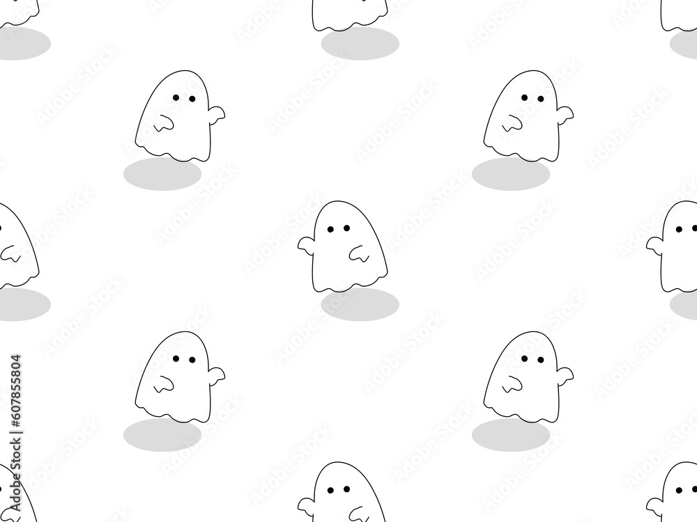 Obraz premium Ghost cartoon character seamless pattern on white background