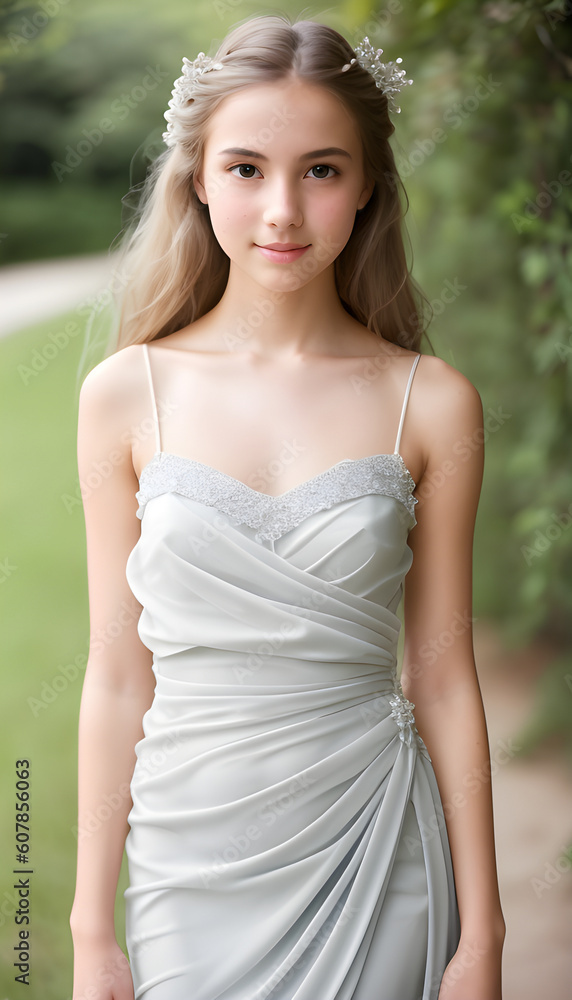 Portrait demoiselle d'honneur,Personne fictive créée avec l'IA générative. Portrait demoiselle d'honneur,Personne fictive créée avec l'IA générative.