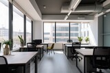 co-working space, with large windows and natural light, for professionals who want to work in a communal environment, created with generative ai