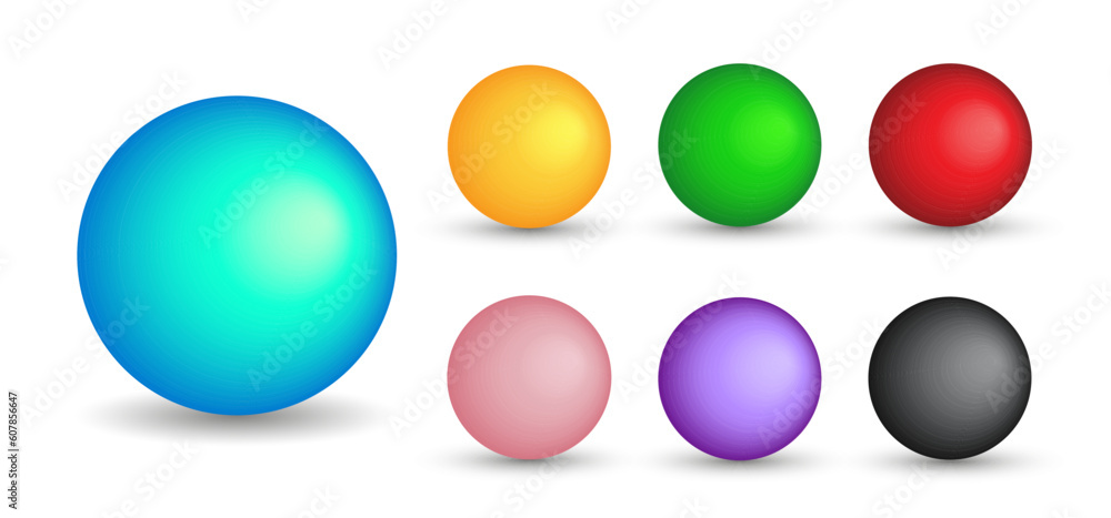 Set of vector spheres with gradients for for game, icon, package design, logo, mobile, ui, web, education. 3D ball on a white background. Spherical shape illustration