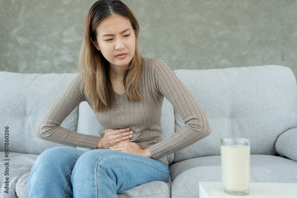 soy allergens, Sick sad unhealthy ill allergic woman, runny stuffy sore