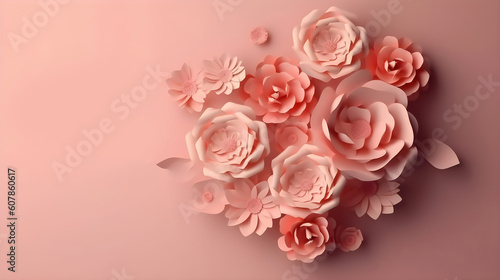 Illustration of beautiful flower bouquet decoration as background and backdrop good for invitation  greetings  wedding  valentine  or other romantic love design element. Generative AI technology.