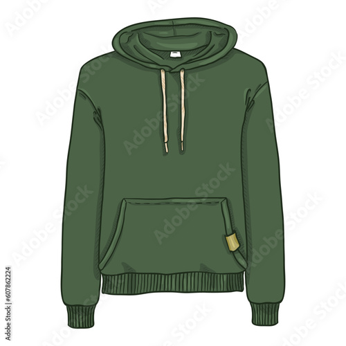 Vector Single Cartoon Illustration Green Hoodie Sweatshirt