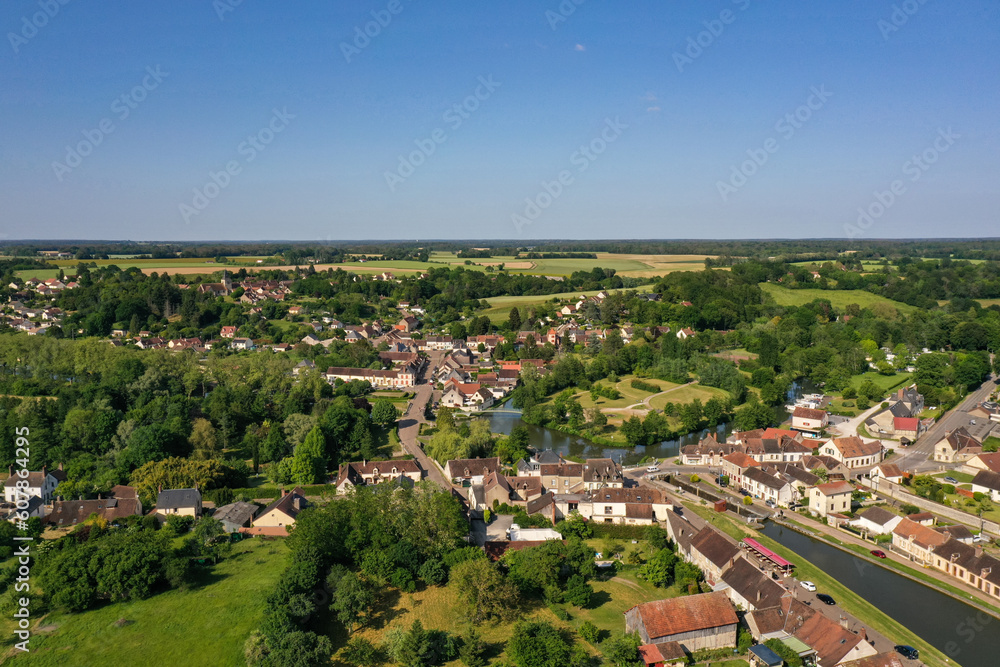 aerial view on Rogny les Sept Ecluses in Bourgogne