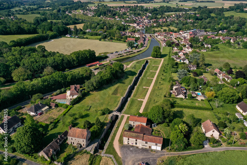 aerial view on Rogny les Sept Ecluses in Bourgogne