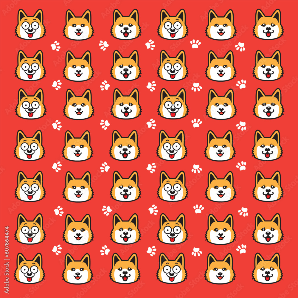 seamless cute dog and paw pattern seamless cute dog and paw pattern