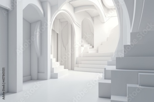 Abstract architecture white background, Generative AI