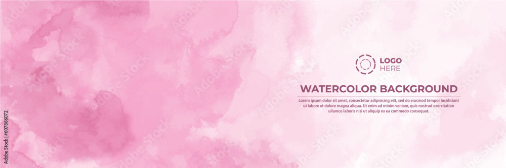 Pink Banner With Watercolor Background