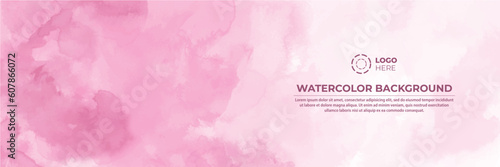 Pink Banner With Watercolor Background