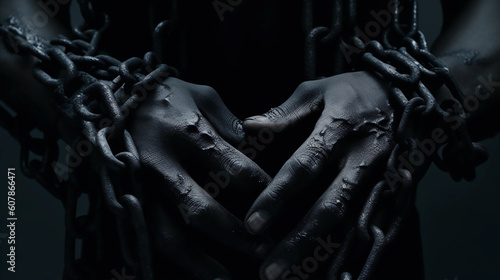 hand in chains. Generative AI