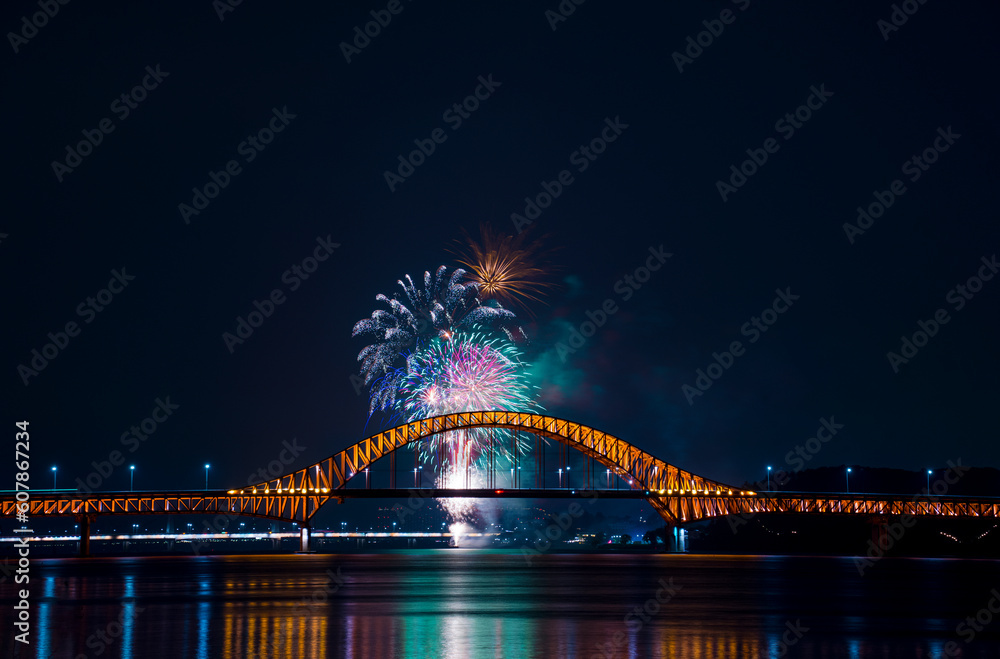 Fireworks Festival Night View at Banghwa Bridge in Seoul