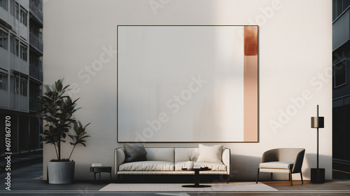 Domestic Design with Mockup Frame Poster, 3D Render, 3D Illustration