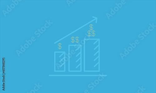 Financial Horizon: Ascending Tables and the Currency of Success. isolated on blue background