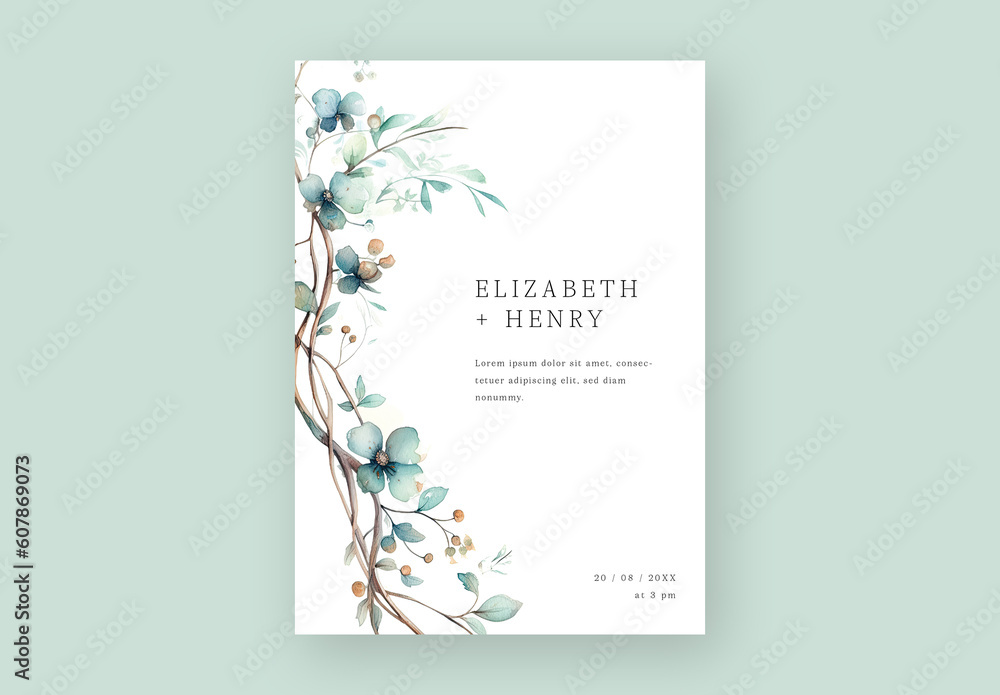 Wedding Invitation Card With Watercolor Floral Design and Generative Ai ...