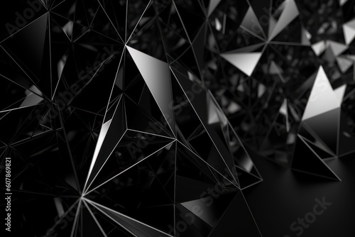 Abstract black and white triangles background, Generative ai