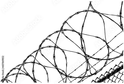 Razor wire over chain linked fence 