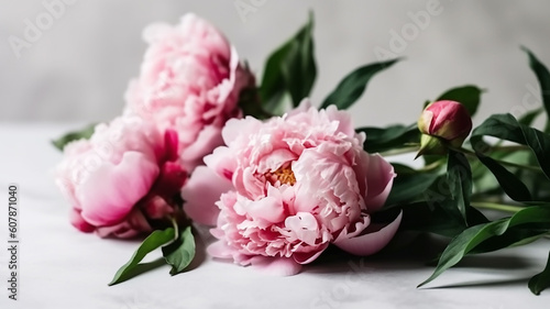 Bouquet of peonies on a white background, generative AI tools 