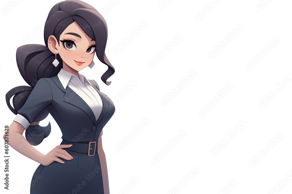 Asian Anime Woman Real Estate Agent White Background Extremely Gorgeous With Copyspace Generative AI Asian Anime Woman Real Estate Agent White Background Extremely Gorgeous With Copyspace Generative AI